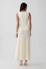Rebena Pleated Midi Dress - Ivory