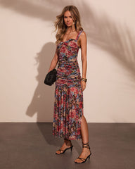 Wild Reverie Ruched Floral Maxi Dress
