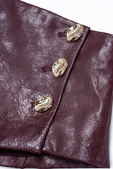Faux Leather Patchwork Metallic Asymmetrical Skirt