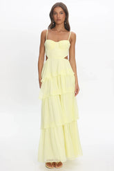 Vianne Tiered Cut-Out Maxi Dress Butter