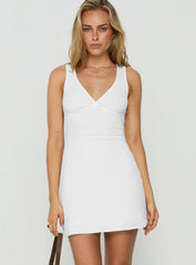 Kasiana V Neck Crossover Mini Dress White