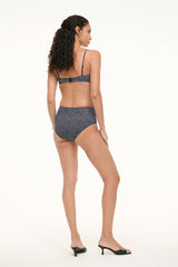 Brenton Bikini Bottom | Black Woodblock Ditsy Floral
