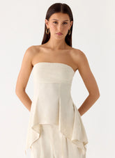 Rossi Hanky Hem Linen Top - Oatmeal