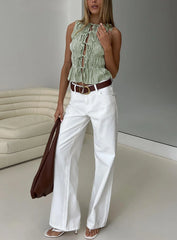 Serenitia Mid Rise Relaxed Jeans White Wash