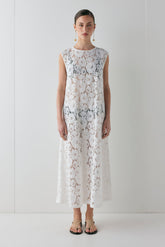 Maya Lace Midi Dress White