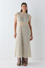 Sabre Sequin Midi Dress Oat