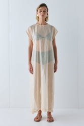 Nara Sheer Maxi Dress Ecru