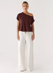 Neo Low Rise Wide Leg Denim Jeans - Ivory