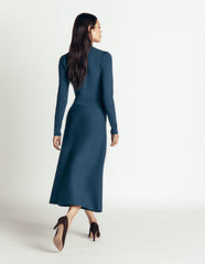 Fiona Zip Front Knitted Dress-Sailor Blue