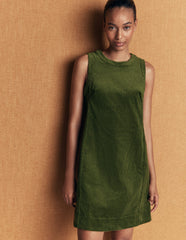 Lou Cord Shift Dress-Forest Green
