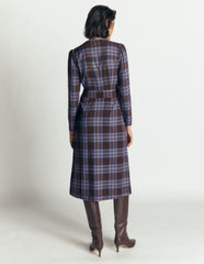 Louise Check Midi Shirt Dress-Brown, Blue and Pink Check