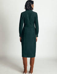 Fleur Cord Midi Dress-Midnight Teal