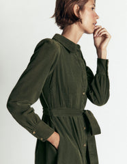 Maeve Cord Midi Shirt Dress-Forest Glade