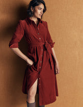 Maeve Cord Midi Shirt Dress-Spiced Apple