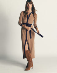 Jessica Knitted Shirt Dress-Fall Leaf/ Evening Blue