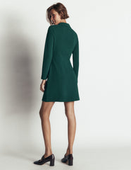 Nia Ottoman Long Sleeve Dress-Malachite green