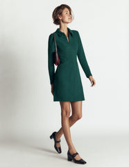 Nia Ottoman Long Sleeve Dress-Malachite green