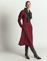 Una Collared Check Midi Dress-Red, Blue and Green Check