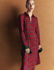 Una Collared Check Midi Dress-Red, Blue and Green Check