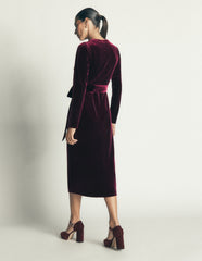 Honor Column Velvet Midi Dress-Port Royal