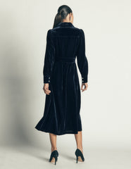 Maeve Velvet Shirt Dress-Teal Ocean