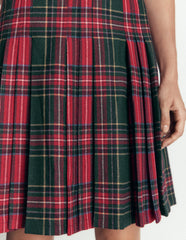 Multi Panel Wool Blend Skirt-RED/GREEN CHECK HOTCH