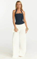 Tyler Top - Adjustable Halter Fitted Top in Navy
