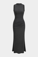 Tie-Up Ruched Sleeveless Maxi Dress