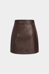 Faux Leather Belted Mini Skirt
