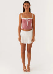 Palmer Ruffle Bustier Top - Red Gingham