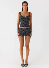 Coastline Bustier Top - Black Polkadot