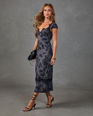 Nightly Bloom Floral Lace Trim Maxi Dress