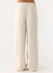 Delong Low Rise Linen Pants - Oatmeal