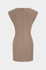 Round Neck Napoleon Button Sleeveless Mini Dress