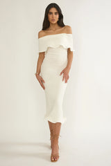 Rayna Off-Shoulder Midi Dress Ivory