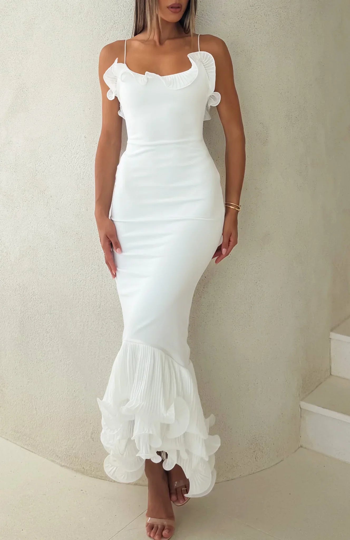 Dancing Petals Maxi Dress Off White