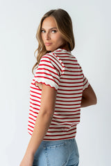 Walker Scalloped Top in Red