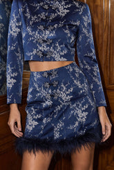Embroidery Patchwork Faux Fur Mini Skirt