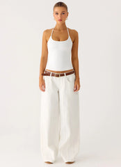 Johnny Low Rise Wide Leg Denim Jeans - White