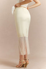 Solid Fringe Hem Skirt