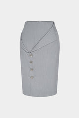 Asymmetrical Button Skirt