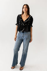 Suzie Embroidered Blouse in Black