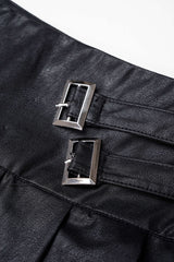 Faux Leather Metallic Belted Mini Skirt