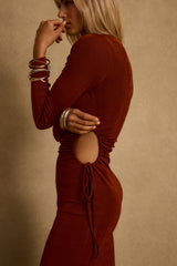 Aftergold Rust Cutout Midi Dress