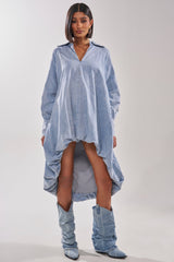 AMELIA DENIM HIGH-LOW DRESS