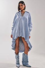 AMELIA DENIM HIGH-LOW DRESS