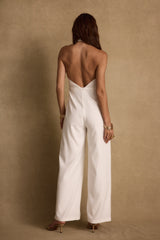 Astoria White Plunge Halter Tailored Jumpsuit