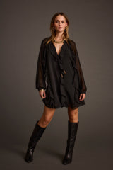 Alice Black Chiffon Mini Dress