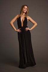 Alondra Black Plunge Maxi Dress