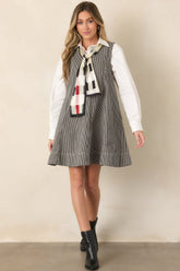 FRNCH Camber Anthracite Grey Stripe Sleeveless Mini Dress